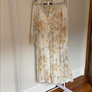 Flowy maxi sundress with sunflower pattern